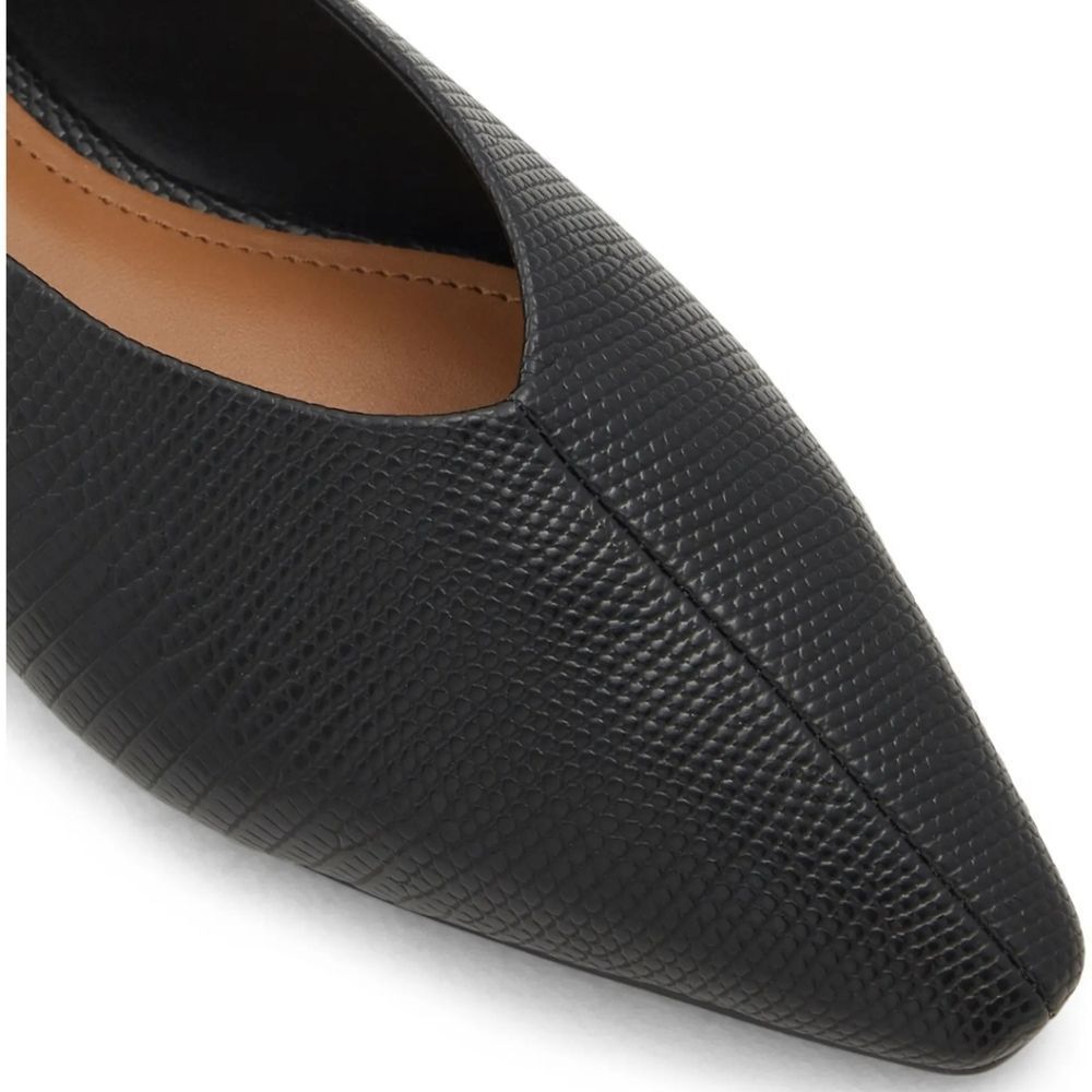 New WHO WHAT WEAR Millie Flat black ballerina boat slip on leather size 6.5